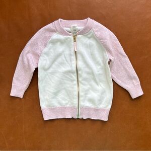 OSHKOSH Sparkly Pink Baseball Zip-up Sweater, 12mo